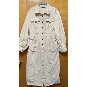 Petal & Pup Womens Button down Long Sleeve Denim Maxi/Midi Dress Duster Cream L